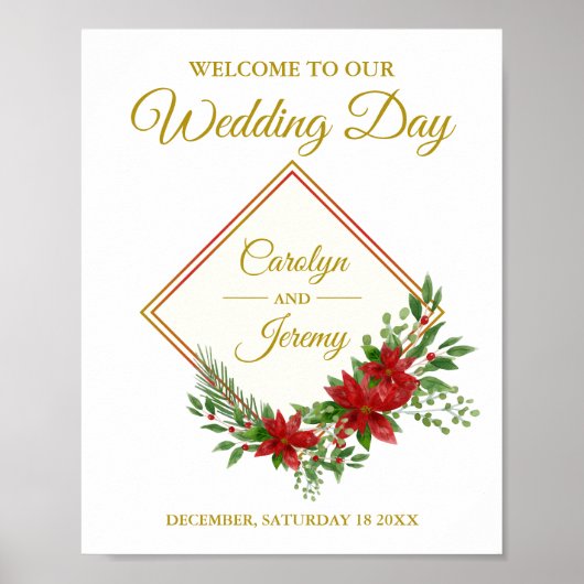 Diamod & Poinsettias Christmas Inspired Wedding Poster (Voorkant)