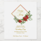 Diamod & Poinsettias Christmas Inspired Wedding Wijn Etiket (Enkel label)