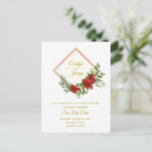 Diamod & Poinsettias - kerstcadeau Feestdagenkaart (Staand voorkant)