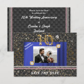 Diamond 10th Wedding Jubileum Black Woven Pearl Kaart (Voorkant / Achterkant)