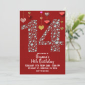 Diamond 14 Valentijns's 14th Birthday Party Foto Kaart (Staand voorkant)