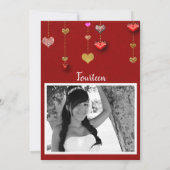 Diamond 14 Valentijns's 14th Birthday Party Foto Kaart (Achterkant)