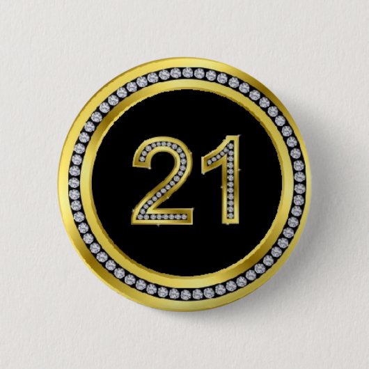 Diamond 21st Birthday Pin Ronde Button 5,7 Cm (Voorkant)
