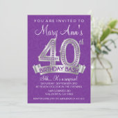 Diamond 40th Birthday Invitation - Milestone Kaart (Staand voorkant)