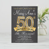 Diamond 50th Birthday Invitation Kaart (Staand voorkant)