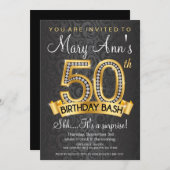 Diamond 50th Birthday Invitation Kaart (Voorkant / Achterkant)