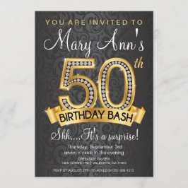 Diamond 50th Birthday Invitation Kaart