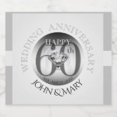 Diamond 60e bruiloft Jubileum Mousserende Wijn BL Sparkling Wijnetiket (Enkel label)