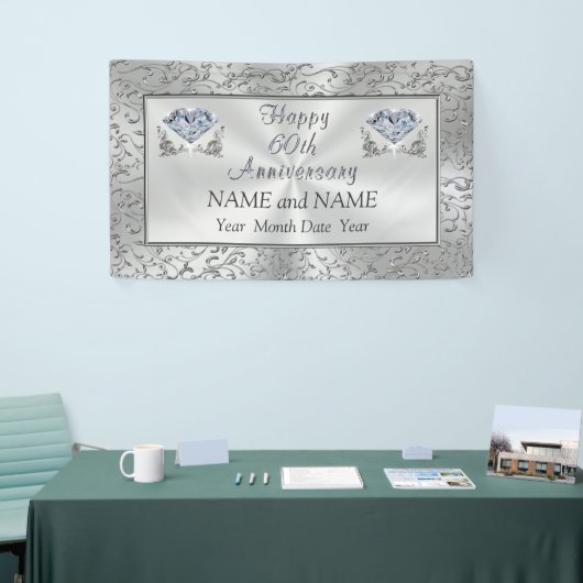 Diamond 60e Jubileum banner met JOUW TEKST (Beurs)