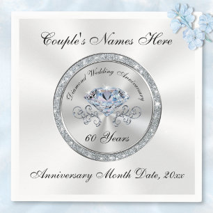 Diamond, 60e Jubileum Napkins gepersonaliseerd Servet