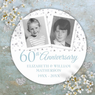 Diamond 60ste Huwelijksverjaardag Kinderfoto's Ronde Sticker