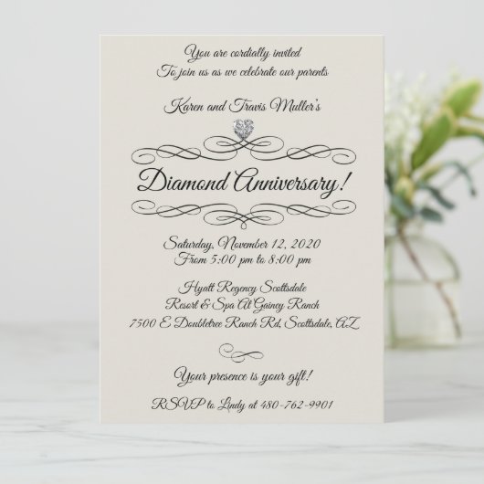 Diamond 60ste jubileumfeest kaart (Staand voorkant)