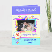 Diamond 60ste verjaardag: foto's paars toevoegen kaart (Voorkant)