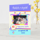 Diamond 60ste verjaardag: foto's paars toevoegen kaart (Gele Bloem)