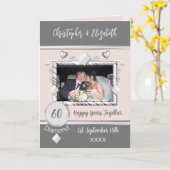 Diamond 60ste verjaardag voegt foto's grijs toe kaart (Gele Bloem)