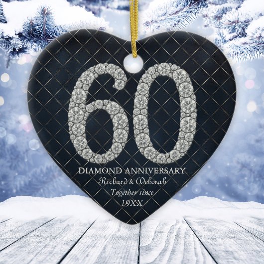 Diamond 60th Anniversary Custom Heart Keramisch Ornament