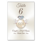 Diamond 60th Anniversary Tafel Nummerkaarten Kaart (Achterkant)