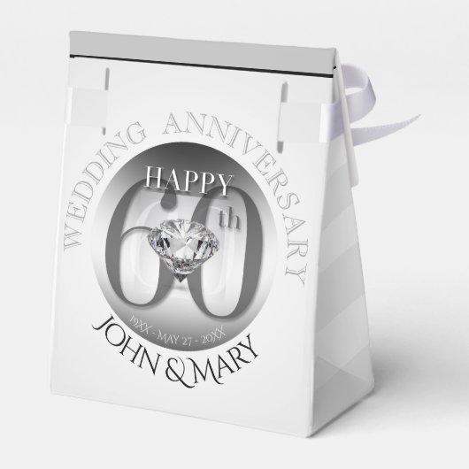 Diamond 60TH Bruiloft Jubileum Favor Box Bedankdoosjes (Achterkant)