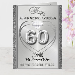 Diamond 60th Bruiloft Jubileum Kaart Voor Vrouw