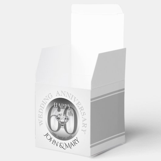 Diamond 60TH Bruiloft Jubileum Kubus Favor Box Bedankdoosjes (Geopend)