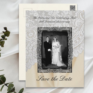Diamond 60th bruiloft Jubileum Save The Date Briefkaart