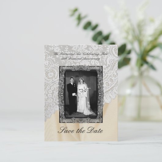 Diamond 60th bruiloft Jubileum Save The Date Briefkaart (Staand voorkant)