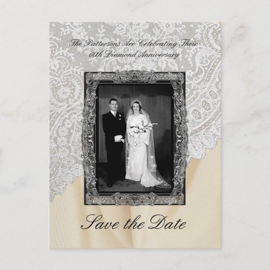 Diamond 60th bruiloft Jubileum Save The Date Briefkaart (Voorkant)