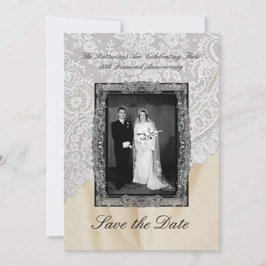 Diamond 60th bruiloft Jubileum Save The Date Kaart (Voorkant)