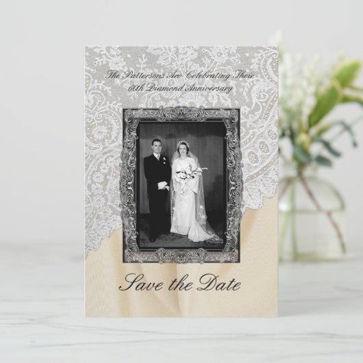 Diamond 60th bruiloft Jubileum Save The Date Kaart (Staand voorkant)