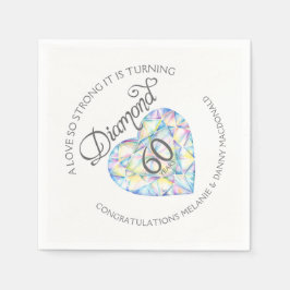 Diamond 60th Jubileum hart art naam servetten