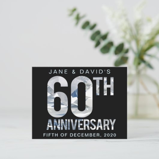 Diamond 60th Jubileum Party Briefkaart (Staand voorkant)