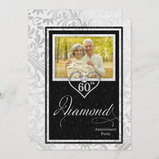 Diamond 60th Wedding Jubileum - Aangepaste foto Kaart (Voorkant / Achterkant)