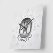 Diamond 60th Wedding Jubileum Clock Roman N Vierkante Klok (Hoek)