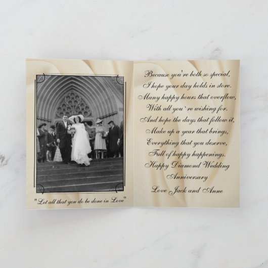 Diamond 60th Wedding Jubileum Elegant Kaart (Binnen)