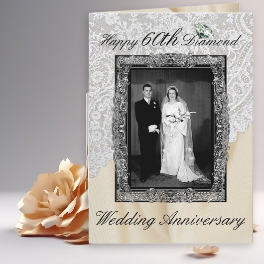 Diamond 60th Wedding Jubileum Elegant Kaart