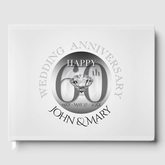 Diamond 60th Wedding Jubileum Gastboek Gastenboek (Voorkant)