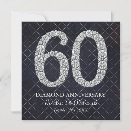 Diamond 60th Wedding Jubileum Groet Kaart (Voorkant)