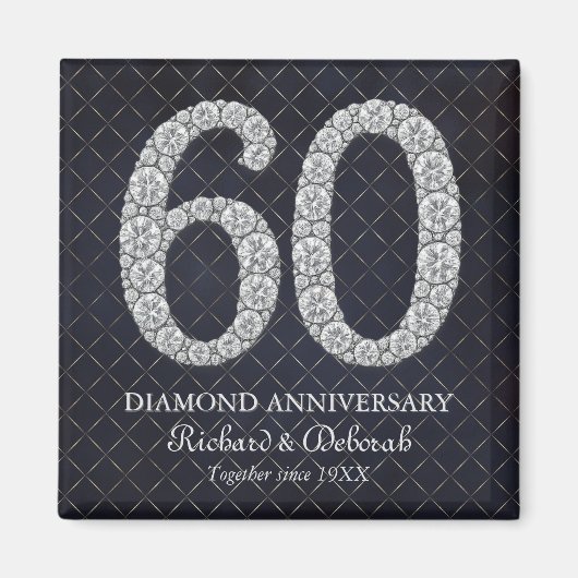 Diamond 60th Wedding Jubileum Keepsake Magneet (Voorkant)