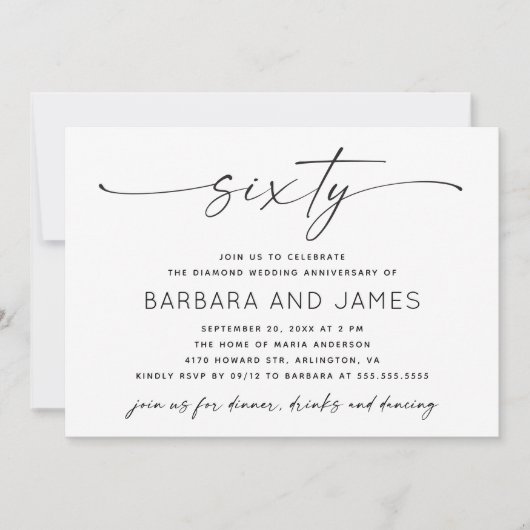 Diamond 60th Wedding Jubileum. Minimalistische fot Kaart (Voorkant)