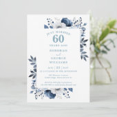 Diamond 60th Wedding Jubileum Monogram Bloemen Kaart (Staand voorkant)