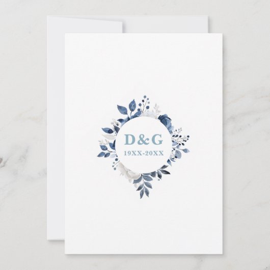 Diamond 60th Wedding Jubileum Monogram Bloemen Kaart (Achterkant)