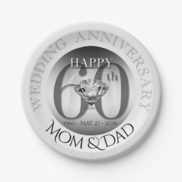 Diamond 60th Wedding Jubileum Paper borden Papieren Bordje