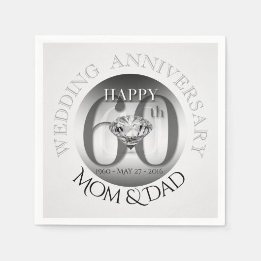 Diamond 60th Wedding Jubileum Papieren servetten (Voorkant)