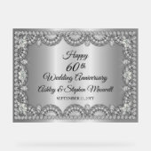 Diamond 60th Wedding Jubileum Party Acryl Bord (Voorkant)