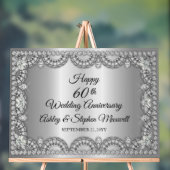 Diamond 60th Wedding Jubileum Party Acryl Bord (Neutraal)