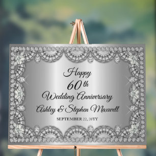 Diamond 60th Wedding Jubileum Party Acryl Bord