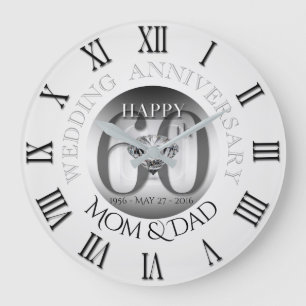 Diamond 60th Wedding Jubileum R Clock B Roman N Grote Klok