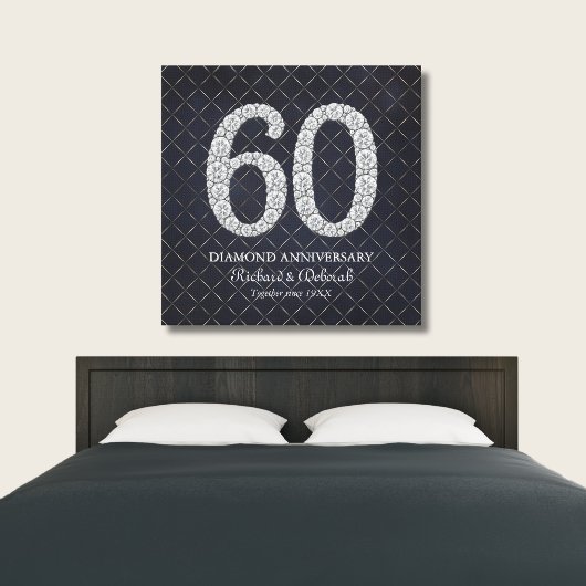 Diamond 60th Wedding Jubileum Real Canvas Afdruk