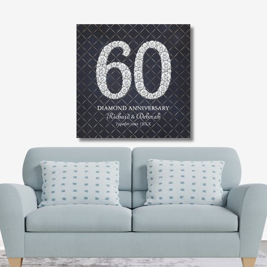 Diamond 60th Wedding Jubileum Real Canvas Afdruk