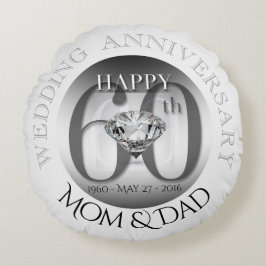 Diamond 60th Wedding Jubileum Round Pillow Rond Kussen